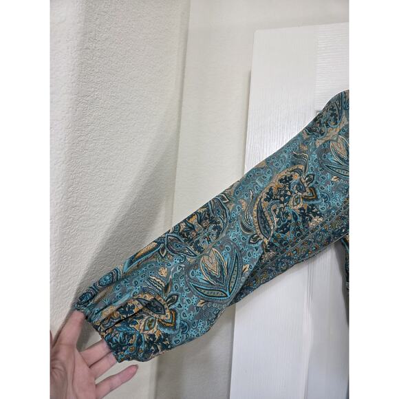 Boemo Anthropologie Green Paisley Ruffle Boho Festival Maxi Dress, Size Small - Picture 4 of 13